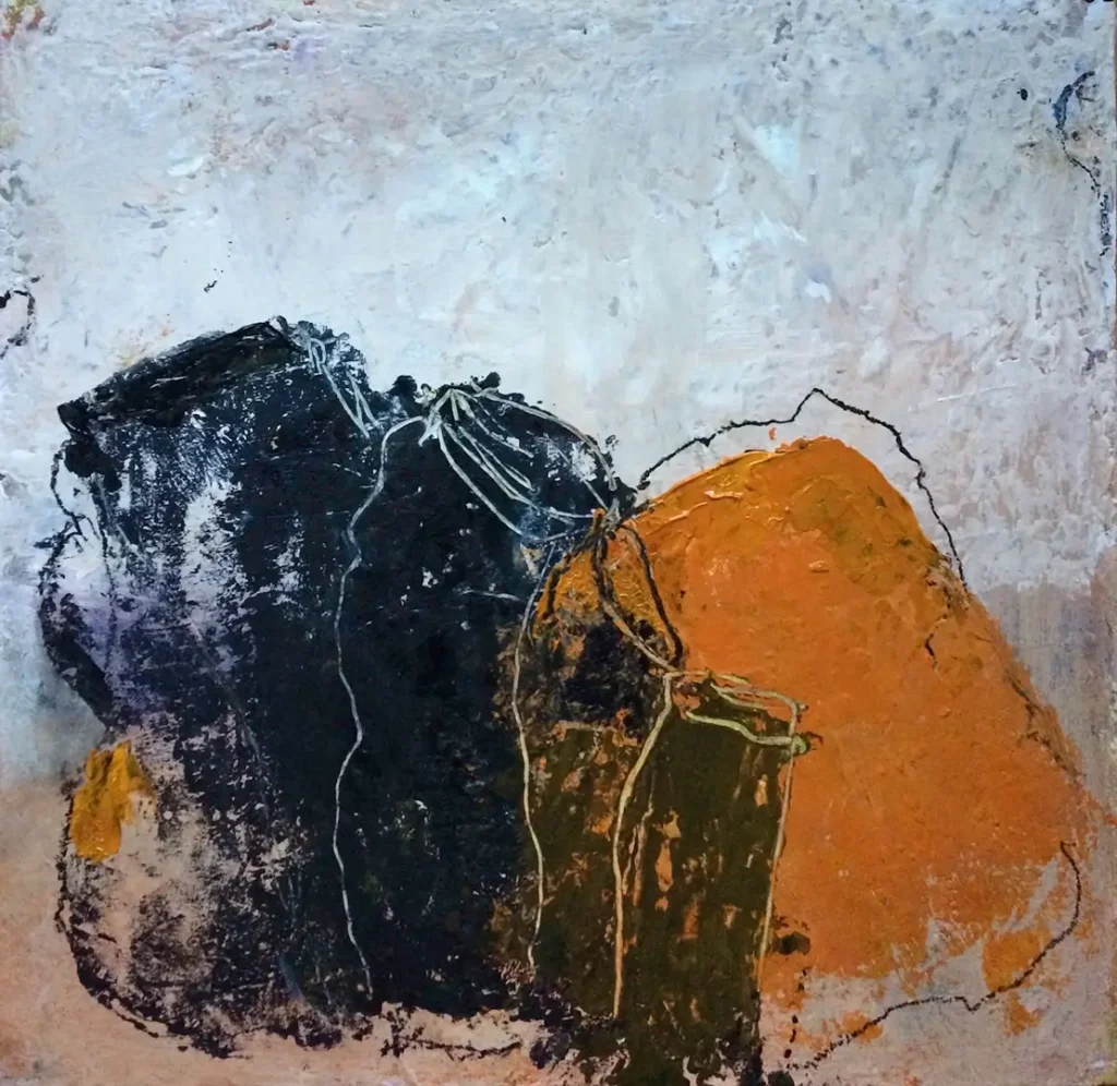 dipinto Composizione nero-arancione